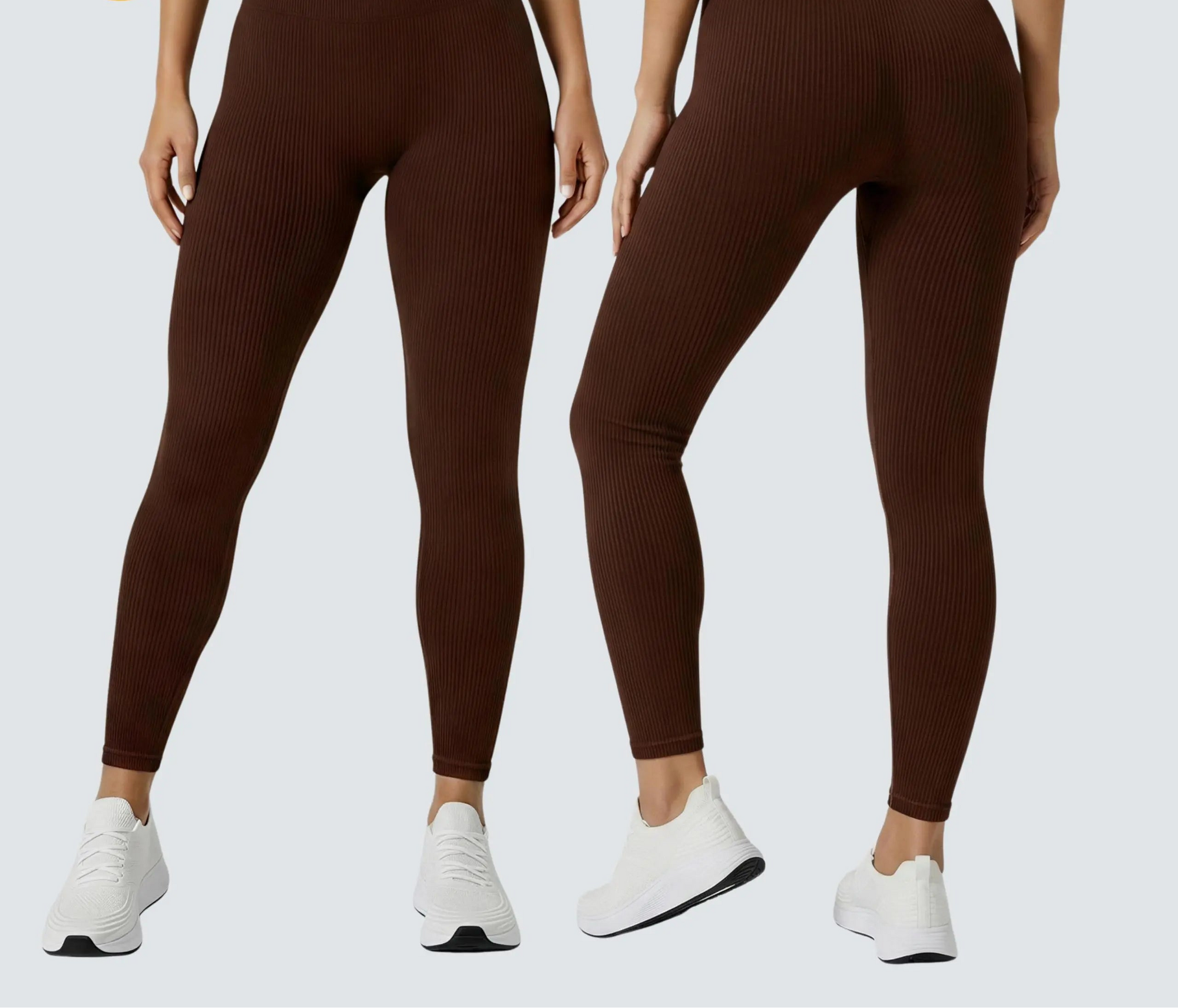 Kit 2 calças legging canelada poliamida sem costura