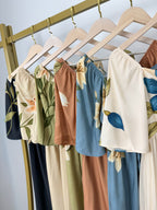 Vestido Estampado com Bolsos e Manga Sol