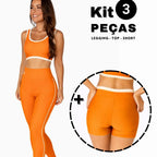 Kit Fitness Feminino 3 Peças – Top, Shorts e Legging Cintura Alta