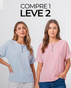 (Compre 1 Leve 2) Blusa Euddora™ Com Listras Delicadas e Botões Frontais