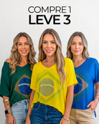 Blusa Brasil Gola V com Pedraria [COMPRE 1 E LEVE 3]