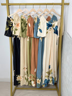 Vestido Estampado com Bolsos e Manga Sol