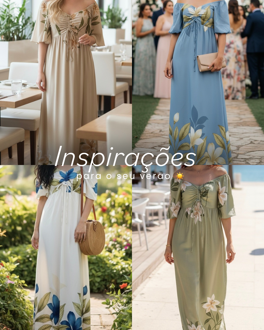 Vestido Estampado com Bolsos e Manga Sol