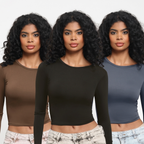 KIT 3: Blusa Feminina de Manga Longa - Meia Estação de Compressão Colada