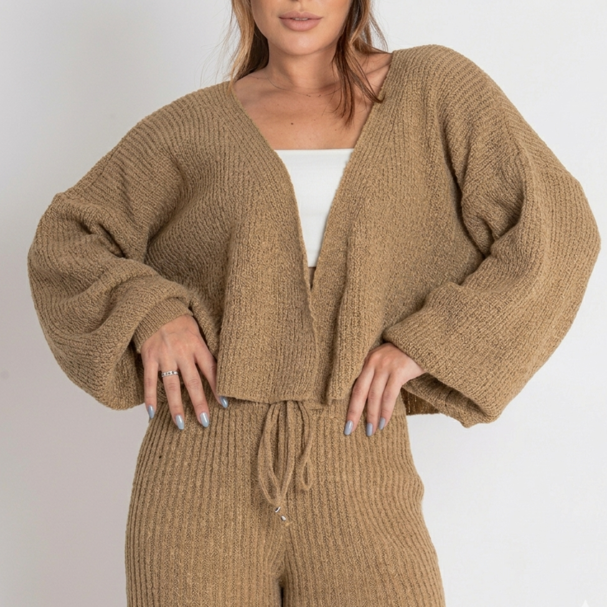 Conjunto Feminino de Tricot Mousse Canelado (Mega oferta Compre 1 e Leve 2)