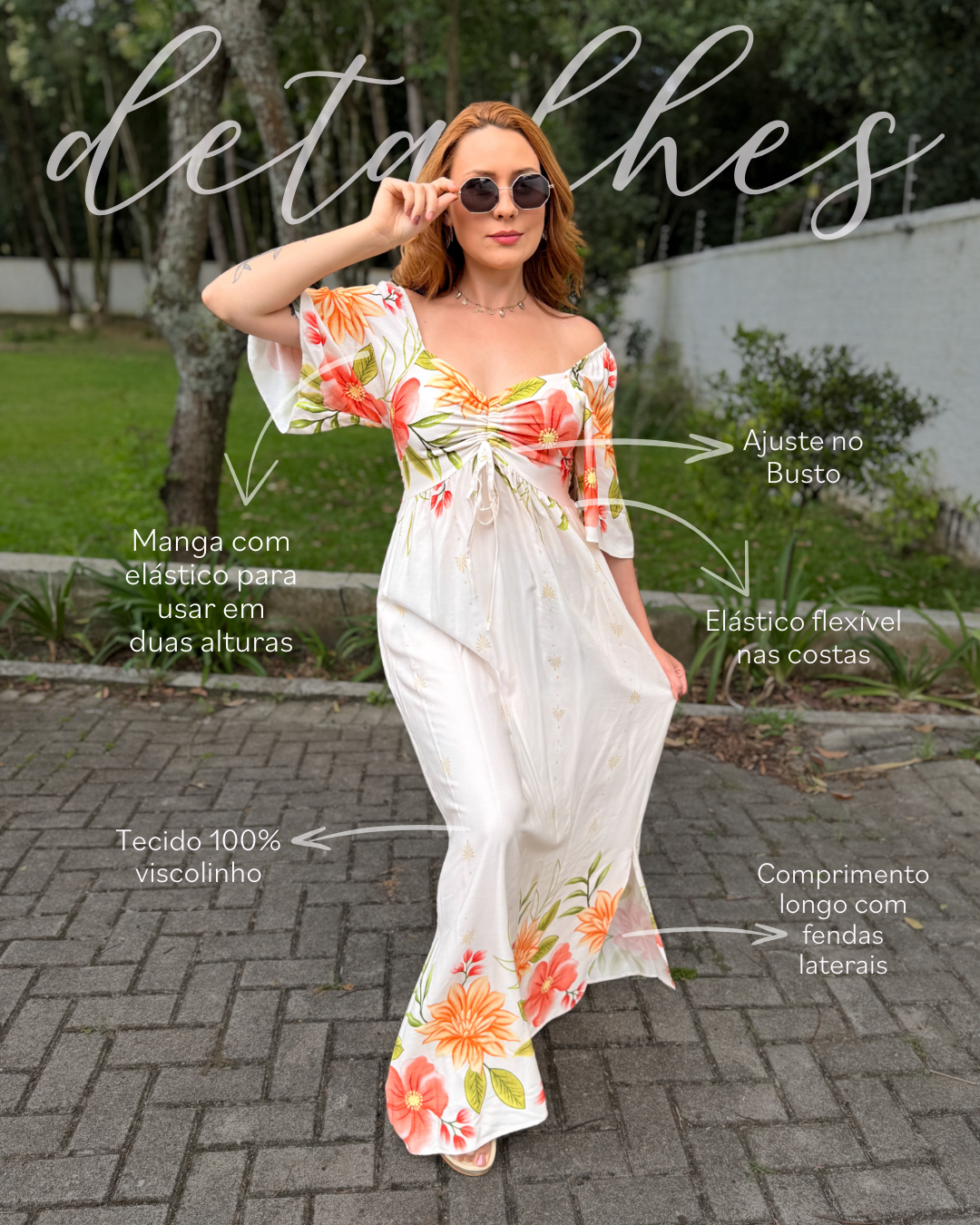 Vestido Estampado com Bolsos e Manga Sol