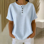 (Compre 1 Leve 2) Blusa Euddora™ Com Listras Delicadas e Botões Frontais