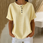(Compre 1 Leve 2) Blusa Euddora™ Com Listras Delicadas e Botões Frontais