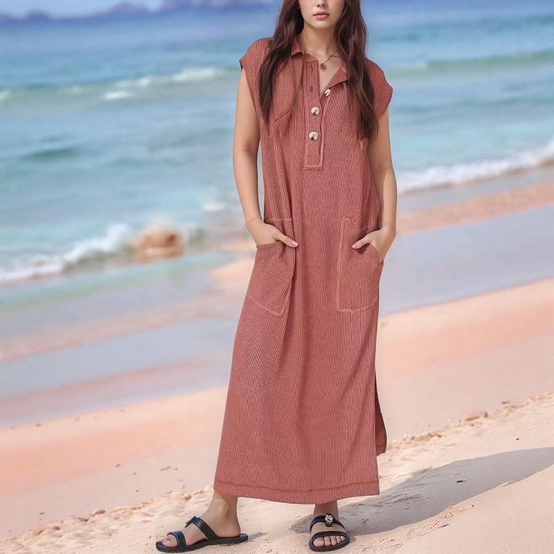 Vestido Lucelli™ Em Tecido Modal Plissado com Acabamento Artesanal