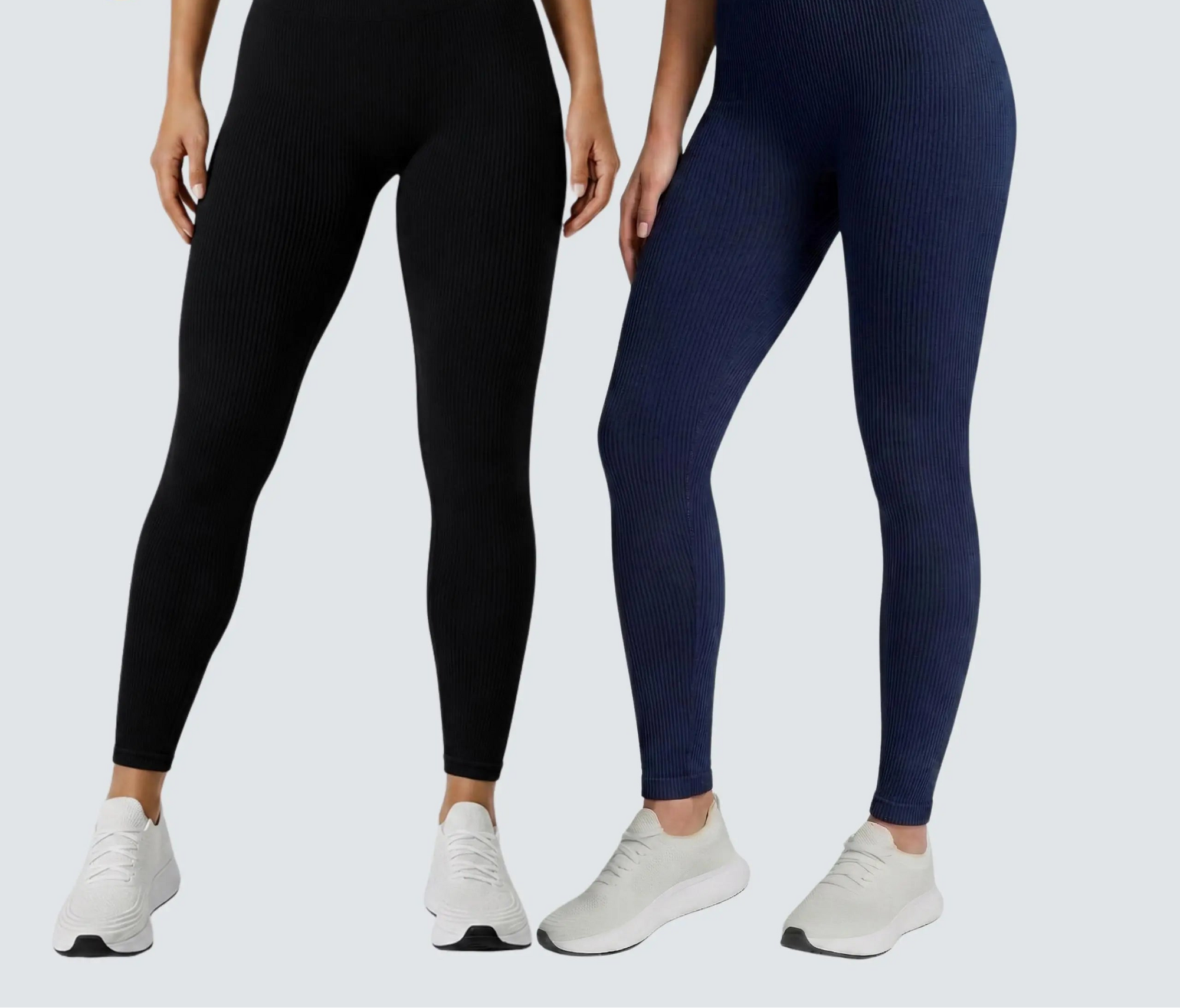 Kit 2 calças legging canelada poliamida sem costura