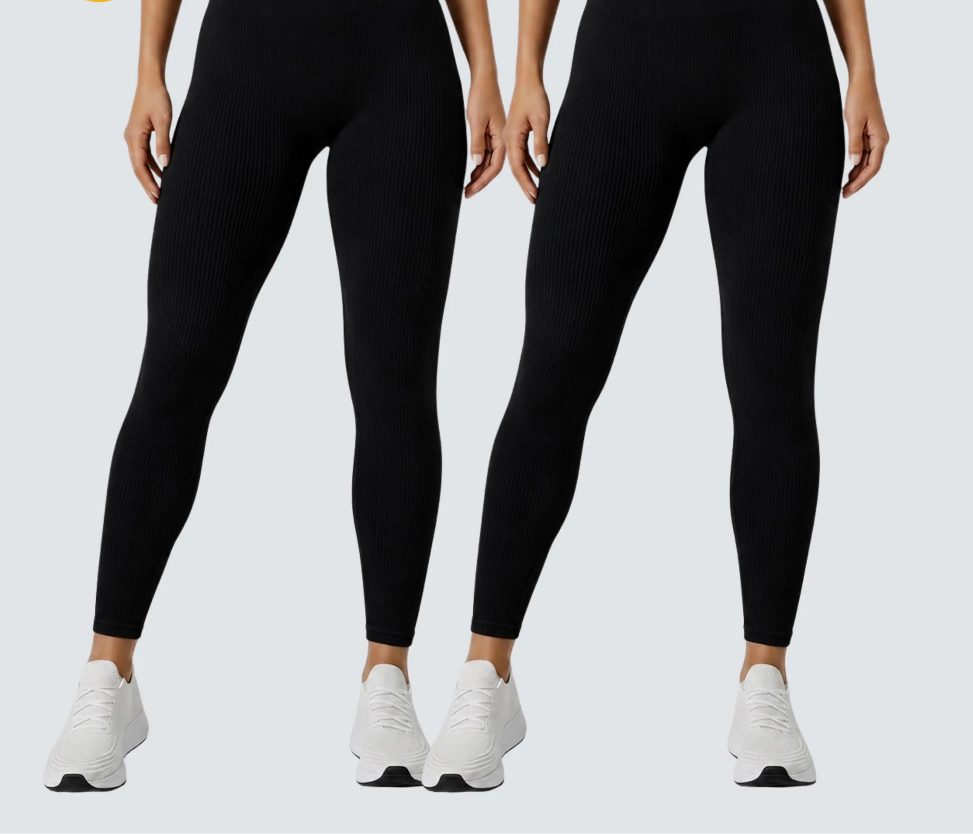 Kit 2 calças legging canelada poliamida sem costura
